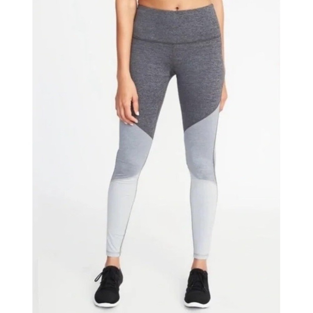 Old Navy Elevate High Rise Leggings Women's Small Colorblock Gray Go-Dry